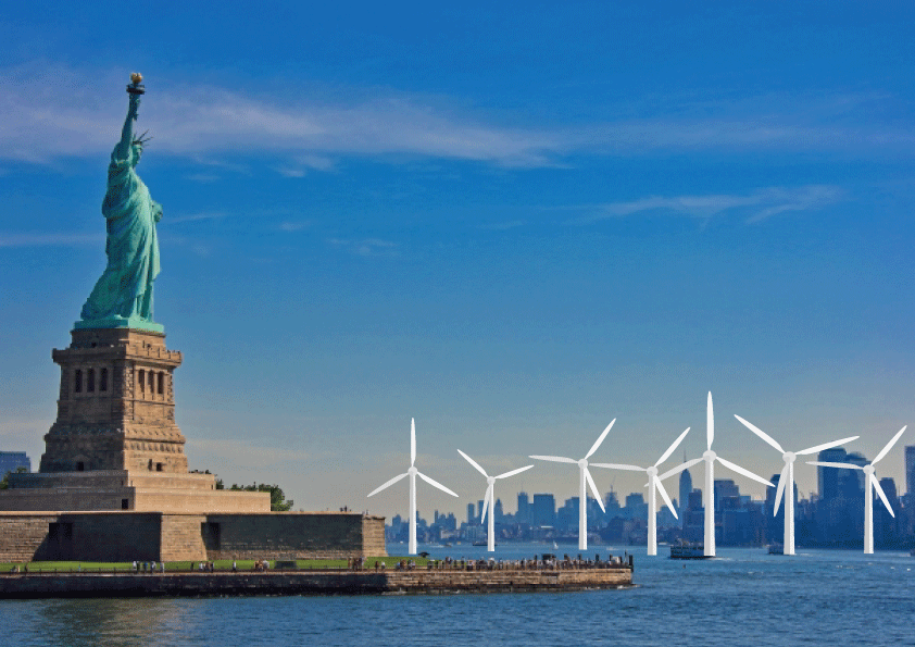 自由の女神と風車